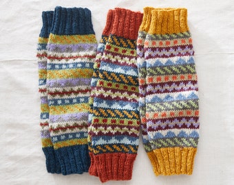 Fair Trade Fair Isle Handknit Waste Wool Legwarmers