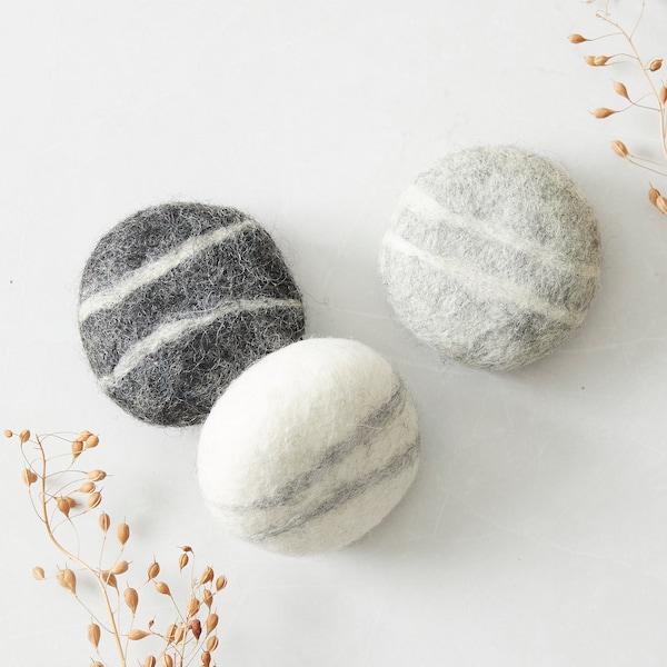 Fair Trade Eco Natural Wool Felted Soap Marble Pebble