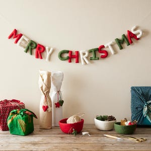 Fair Trade Letter Garland Felt Merry Christmas 200cm