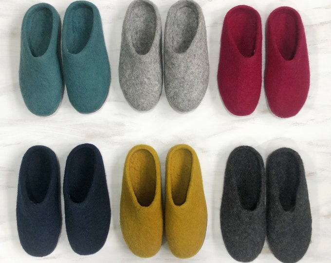 felt mule slippers