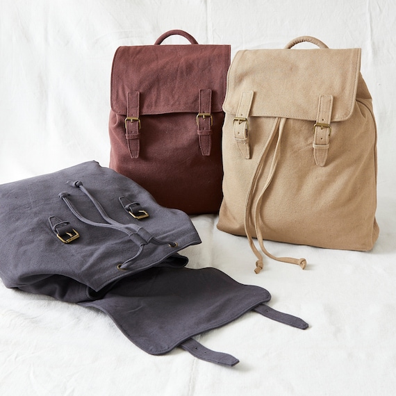 Fair Trade Unisex Canvas Backpack Vegan 100% Cotton - Etsy display picture 3