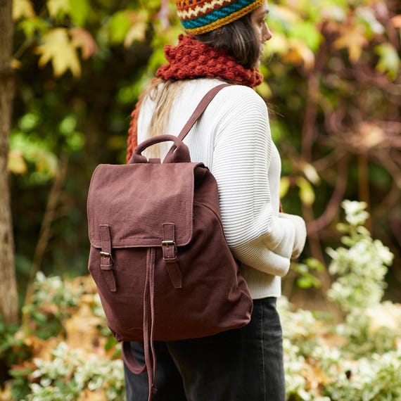 Canvas and Leather Backpack Sifa Threads Fair Trade Sifa Threads | Bags | Canvas And Leather Backpack Sifa  main image 2