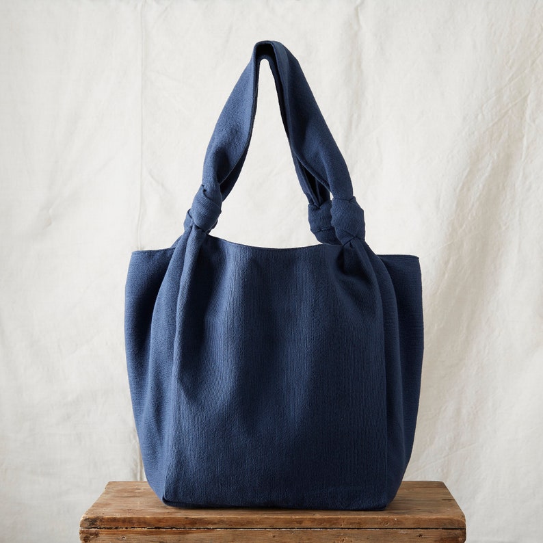 Fair Trade Vegan Comfy Everyday Shoulder Bag Zip Close Blue