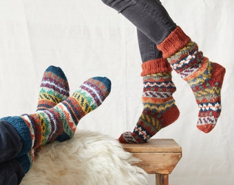 Fair Trade Unisex Nordic Knit Socks Eco Waste Wool