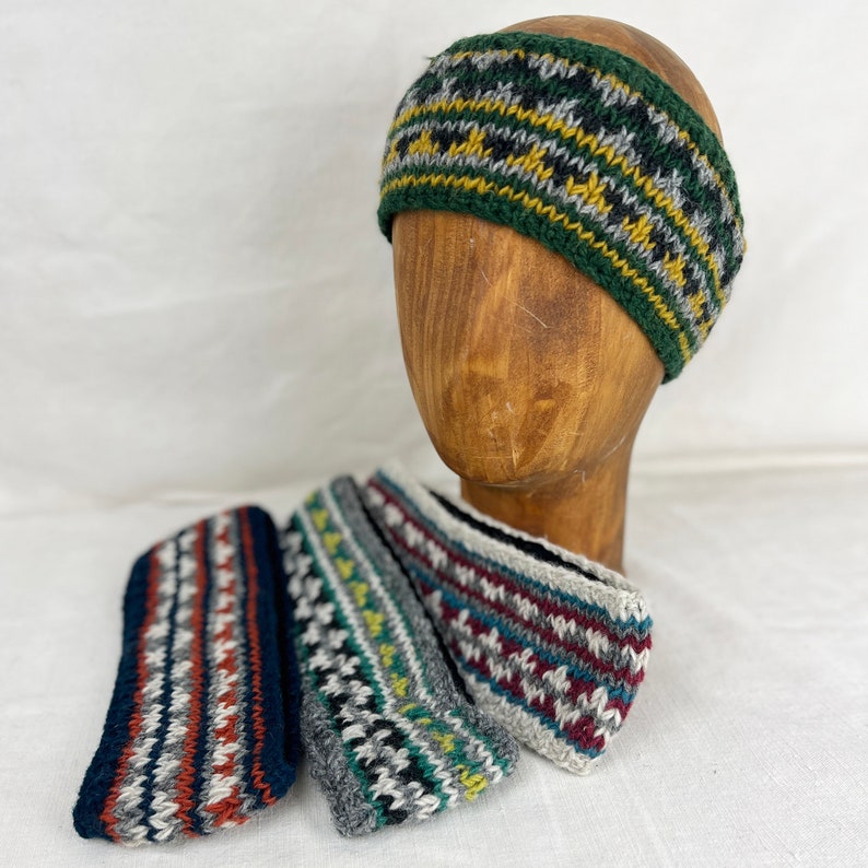 Fair Trade Fair Isle Knit Wool Lined Earwarmer Headband image 6