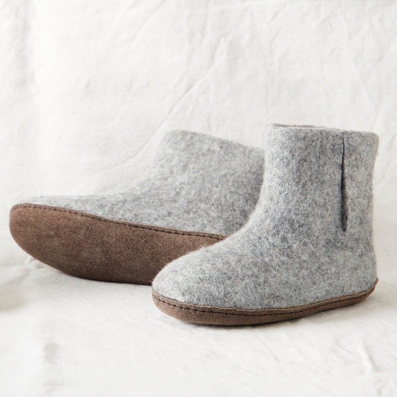 Fair Trade Handmade Eco Felt Unisex Slipper Boots Suede Soles image 4