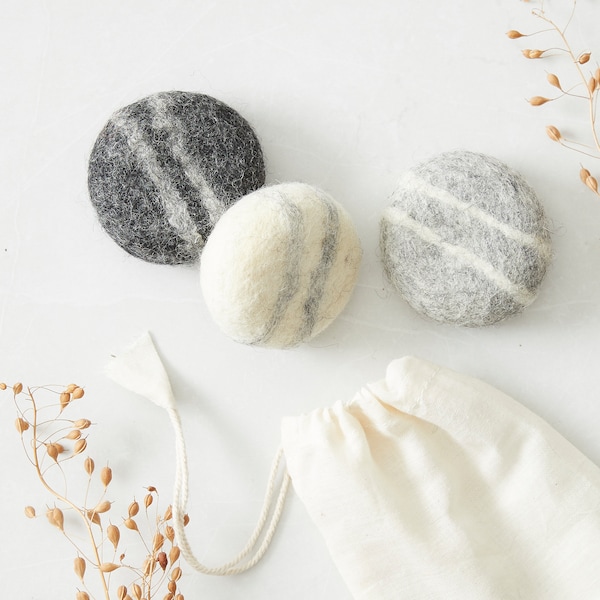 Fair Trade Wool Felted Soap Marble Pebble 3pc Gift Set