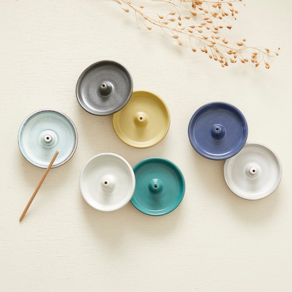 Fair Trade Stoneware Ceramic Round Incense Stick Holder