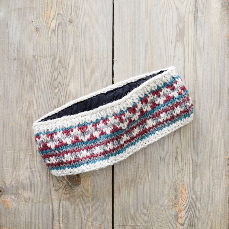 Fair Trade Fair Isle Knit Wool Lined Earwarmer Headband image 3