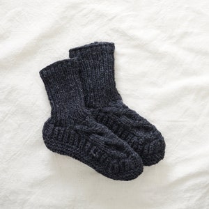 Chaussettes équitables en laine torsadée doublées de jersey Dark Grey