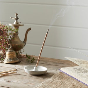 Fair Trade Stoneware Ceramic Round Incense Stick Holder image 2