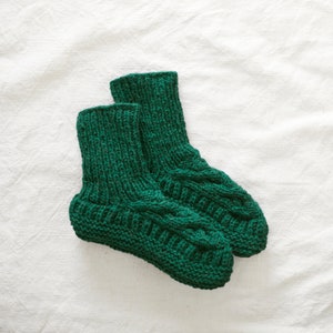 Chaussettes équitables en laine torsadée doublées de jersey Vert