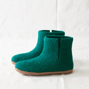 Fair Trade Handmade Eco Felt Unisex Slipper Boots Suede Soles image 3