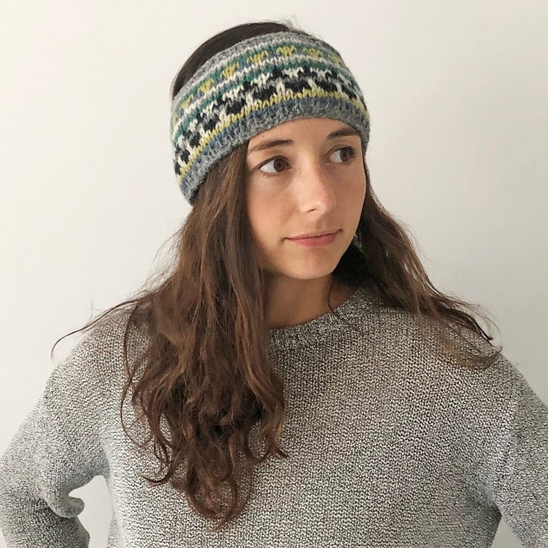 Fair Trade Fair Isle Knit Wool Lined Earwarmer Headband image 7