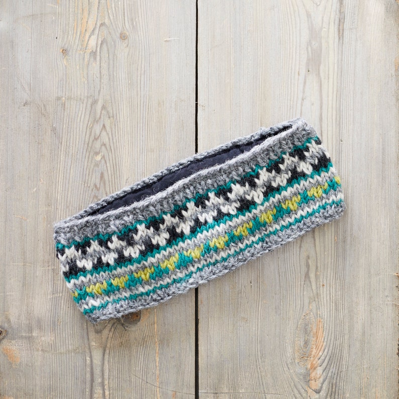 Fair Trade Fair Isle Knit Wool Lined Earwarmer Headband image 4