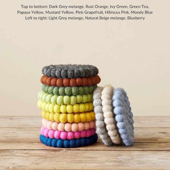 Fair Trade Handmade Eco Felt Ball Coaster Vase Mat