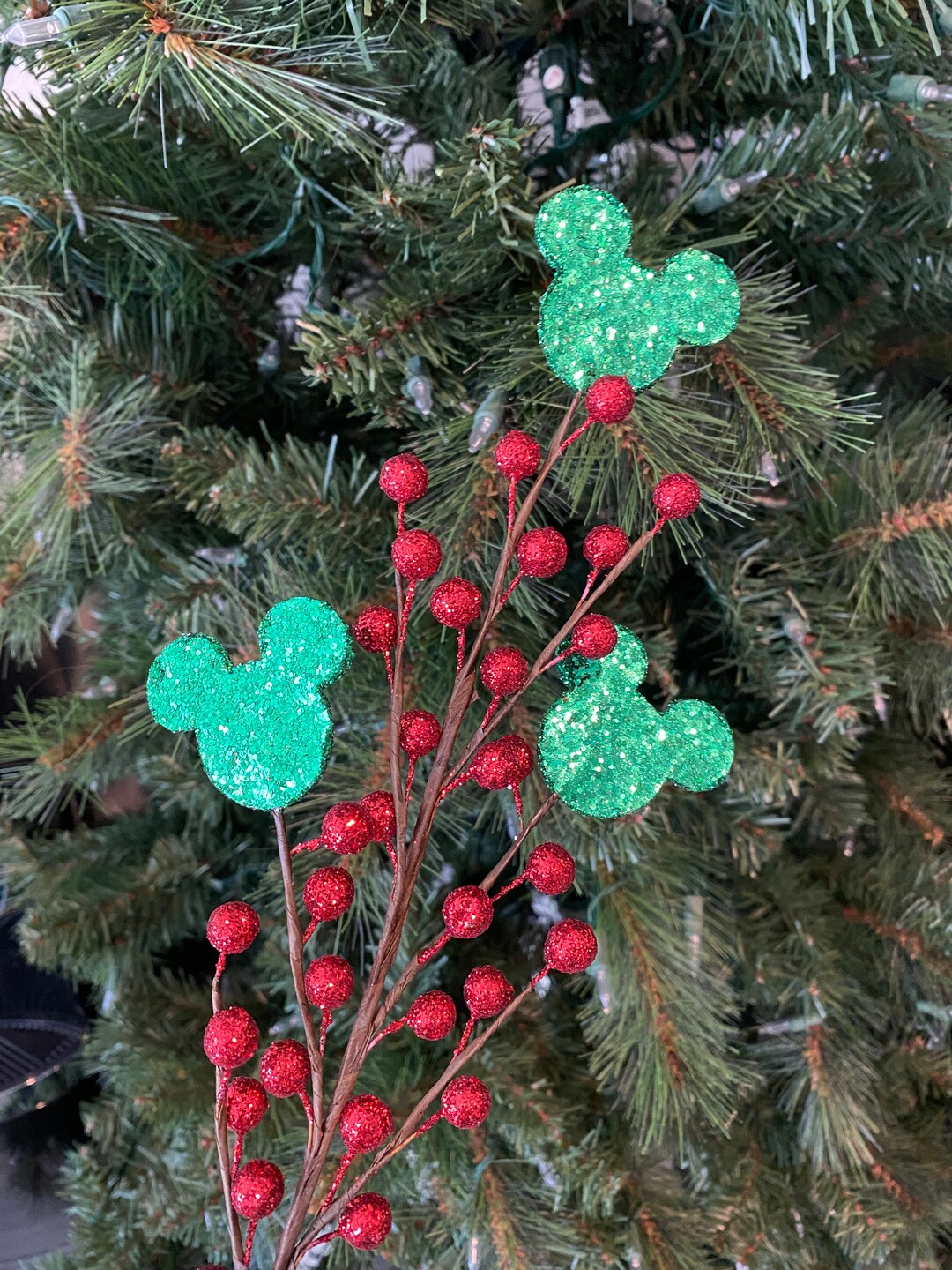 Red Green Mouse Christmas Pick Tree Topper Christmas Tree Etsy