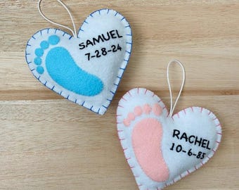 Baby Fußabdruck Filz Ornament Stickmuster: Personalisiertes Filzbild PDF Stickdatei