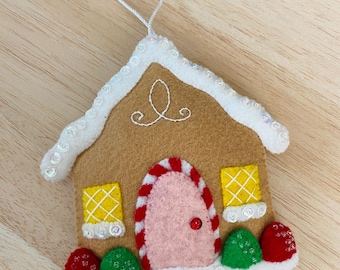 Felt Gingerbread House Ornament Pattern: DIY Christmas Tree Decor (PDF Pattern)
