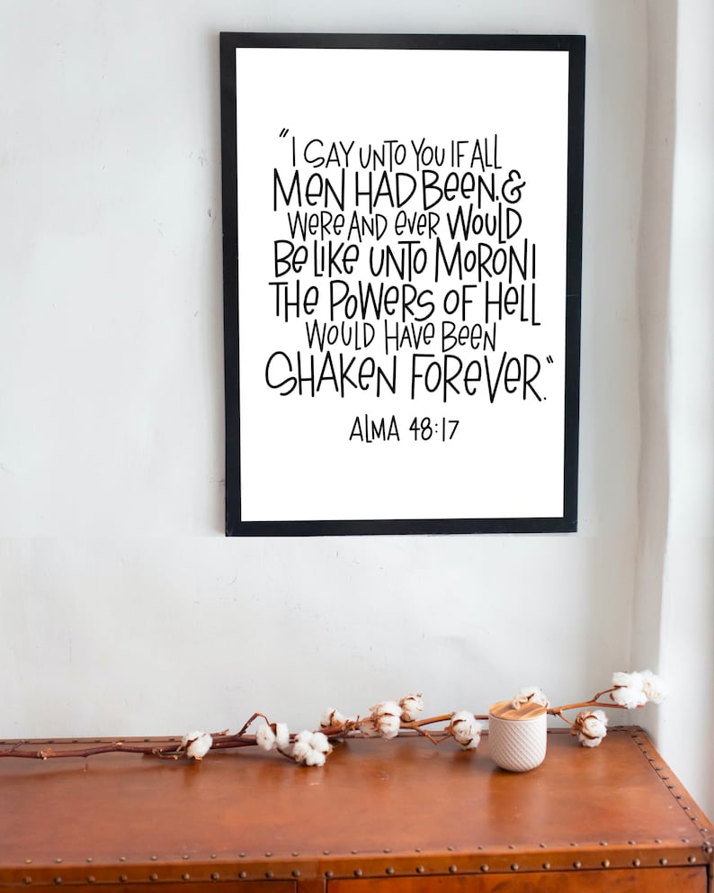 Captain Moroni Handlettered Quote Latter Day Saint Art, Lds Quotes