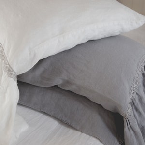 pure linen pillowcase with long ruffle and lace image 6