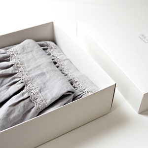 pure linen pillowcase with long ruffle and lace image 5