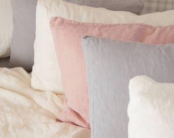 Pure Linen Pillowcase Stonewashed Linen Bedding White, Blue, Gray Linen Pillow Sham Organic Bedding King Stonewashed Pillow Case