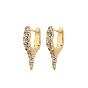 Gold and Silver Pave Spike Huggies
