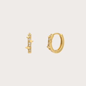 Gold Vermeil Star Huggie Earrings: Dainty 18k Gold Hoops
