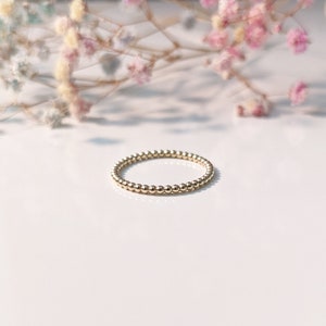 Solid Gold Beaded Ring