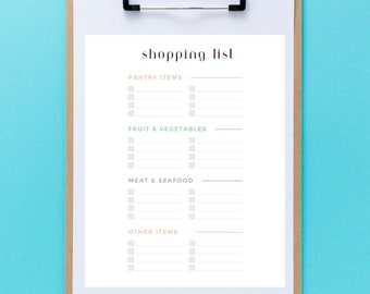 Printable Grocery List and Menu Planner