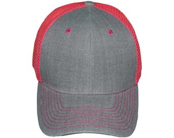 Trucker Hats | Structured Mesh BK Caps | GREY | PINK