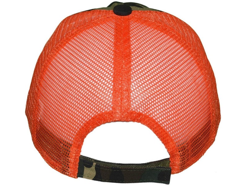 Camo Trucker Hats Washed Cotton Low Profile CAMO ORANGE image 5