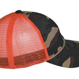 Camo Trucker Hats Washed Cotton Low Profile CAMO ORANGE image 3