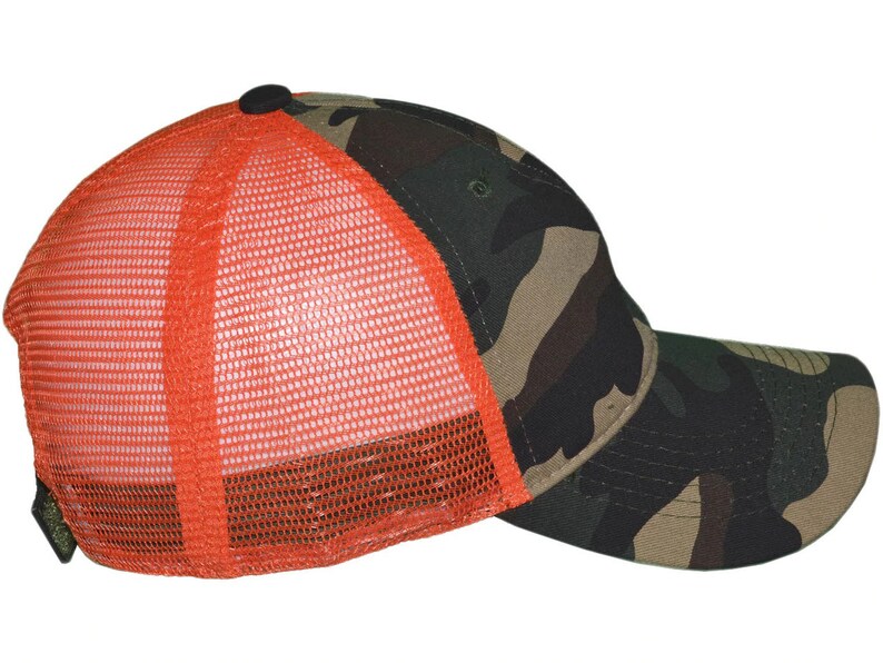 Camo Trucker Hats Washed Cotton Low Profile CAMO ORANGE image 3