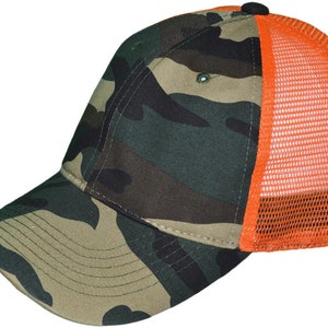 Camo Trucker Hats Washed Cotton Low Profile CAMO ORANGE image 2