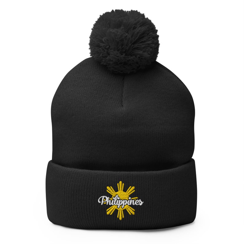 Philippine, Embroidered Pom-Pom Beanie, Made in USA