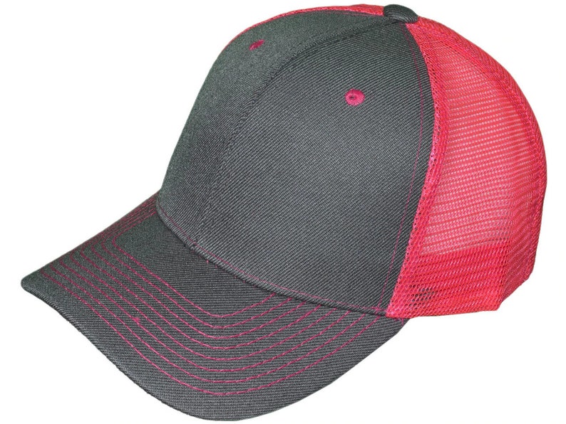 Trucker Hats Structured Mesh BK Caps GREY PINK image 2