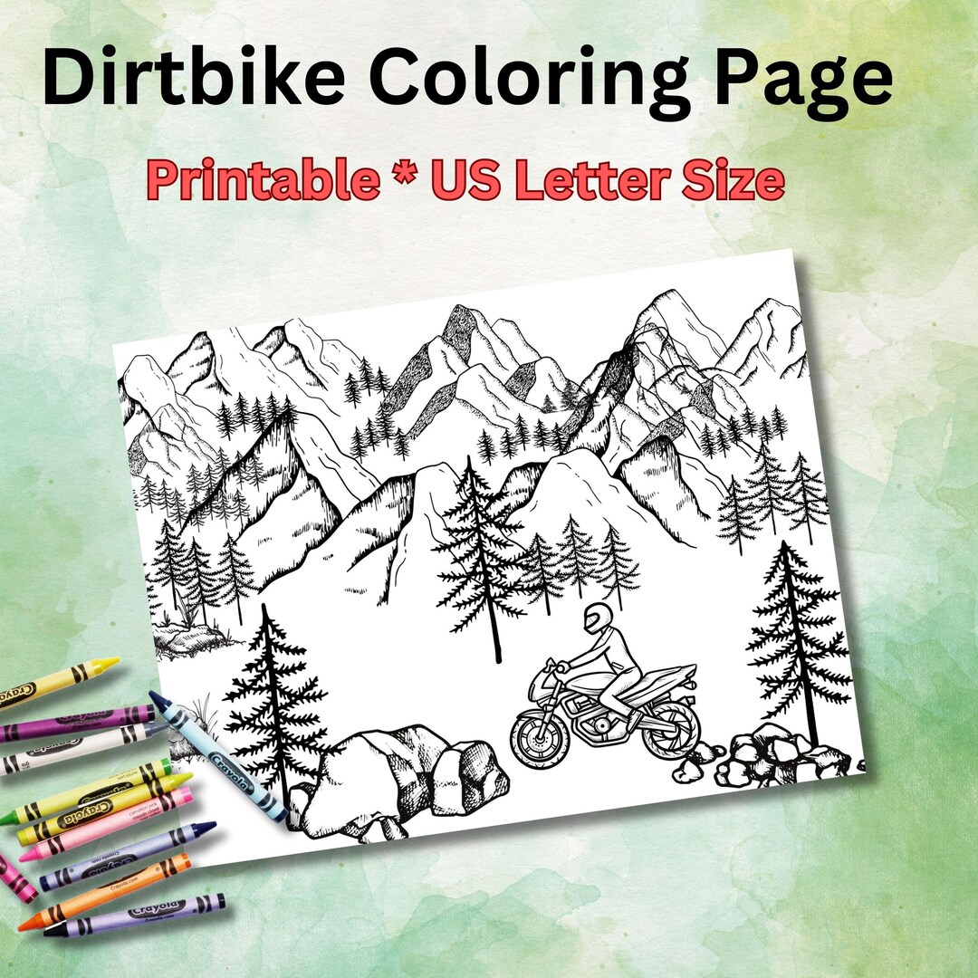 Dirtbike Coloring Page - Etsy