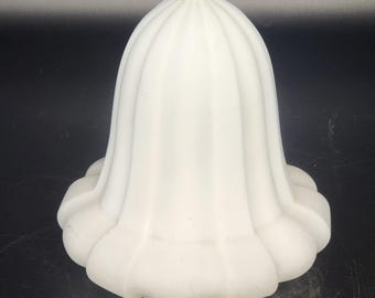 Frosted Glass Light Shade Fluted Bell Ceiling Globe 6 Inch Replacement Fixture Cover Vintage