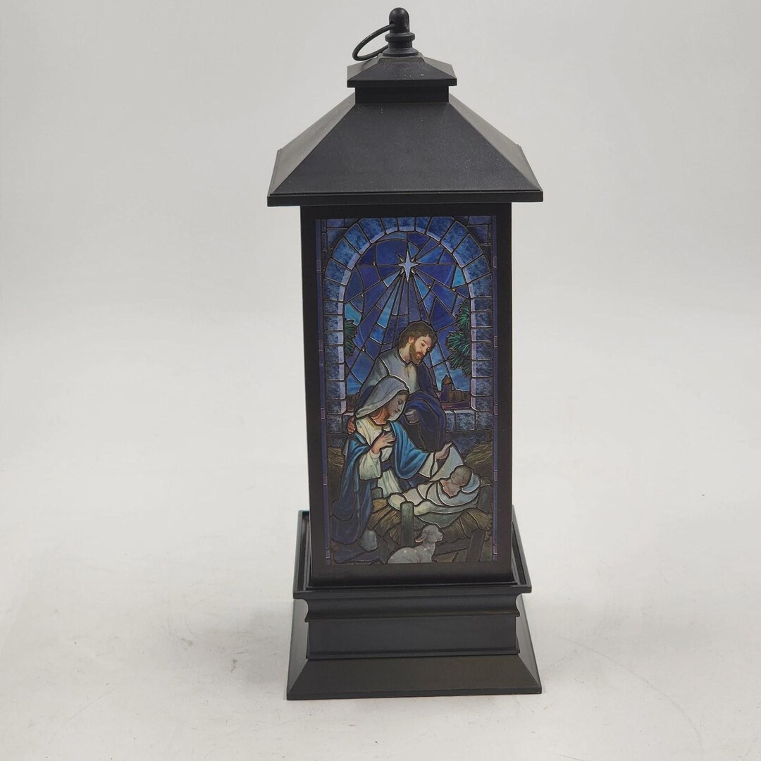 Roman Holy Family Nativity Christmas Printed Lantern 10.5" Battery ...