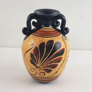 Greek Vase Pottery Apollo Sun God Mythology Handmade 5" Jug Greece Hand Painted