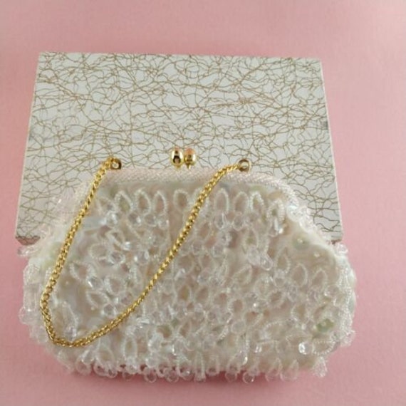 Handmade Hong Kong Beaded Vintage Evening Purse Mini Beads