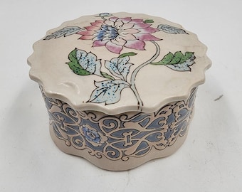 ヴィンテージマカオ陶器箱：手描き花柄小物皿、5 x 2インチ - Etsy 日本