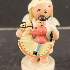 Erzgebirge Expertic Wendt Kuhn Marguerite Angel w Rocking Horse Soldier Vintage image 4