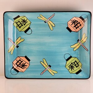 Clay Art Moon Garden Serving Platter 17" Rectangular Floral Vintage Table Decor 1999