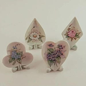 Floral Keramik Card Reihe Figuren Dekorative Stehende Stücke Set von 4 Card Club pinochle Pik