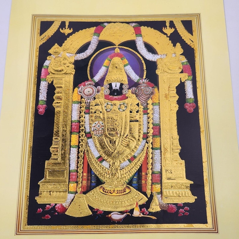 Tirupati Balaji Venkateswara Swamy Art Print Gold Leaf Embossed 13x19 ...