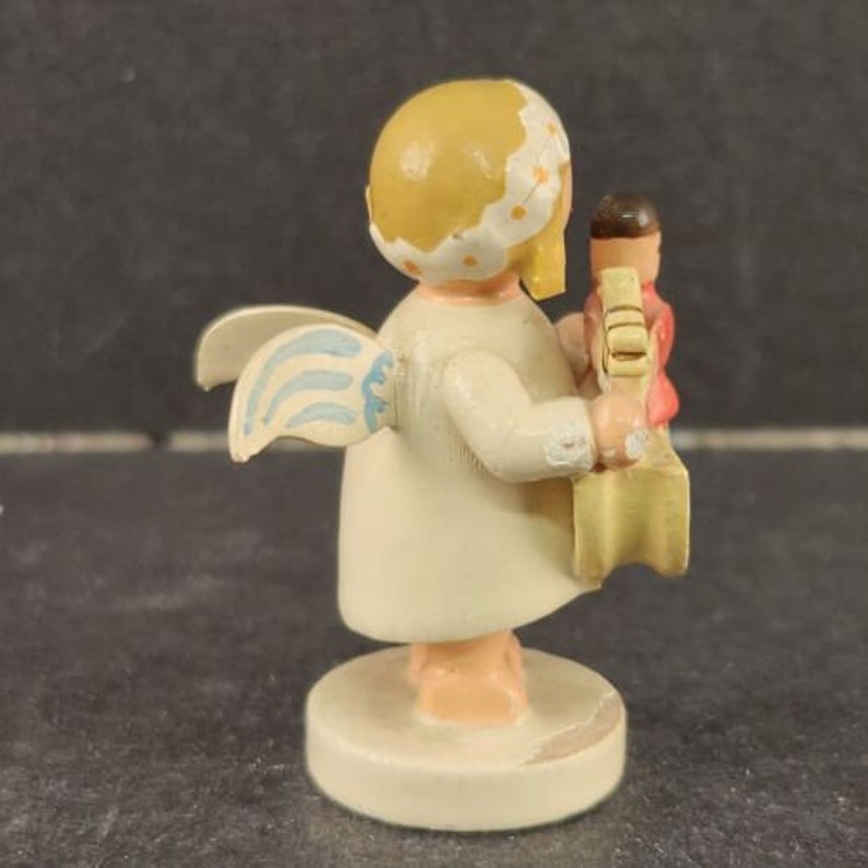 Erzgebirge Expertic Wendt Kuhn Marguerite Angel w Rocking Horse Soldier Vintage image 3