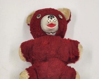 うめりんご 様❤️Knickerbocker❤️ l nose bear Vintage 1950s Knickerbocker Red Plush Teddy Bear With Rubber Nose